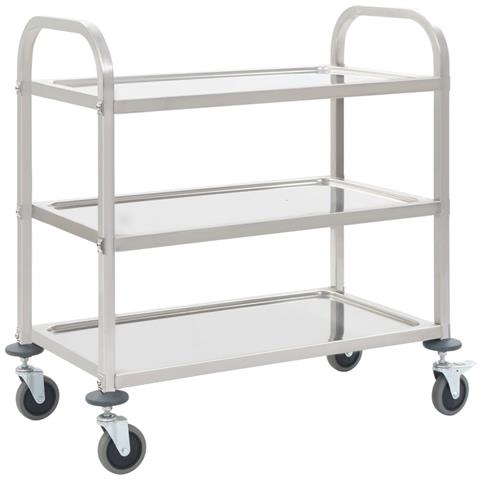 Carrello Da Cucina A 3 Livelli 95x45x83,5 Cm In Acciaio Inox - Foto 2