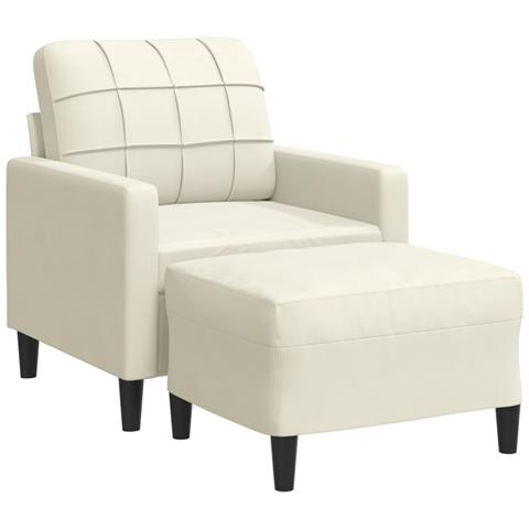 Poltrona con Poggiapiedi Crema 60 cm in Velluto - Foto 1