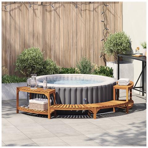 Cerchio per Vasca Idromassaggio Semi-Ovale 272x120.5x55.5 cm Legno Massello di Acacia - Foto 2