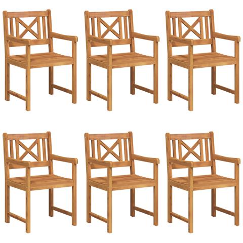 Sedie da giardino  6 pcs 56x55.5x90 cm Legno massello di acacia, Sedie da giardino  2 pcs 56x56x90 cm Legno massello di acacia - Foto 1