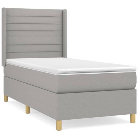 Giroletto a Molle con Materasso Grigio Chiaro 90x200 cm Tessuto - Foto 1
