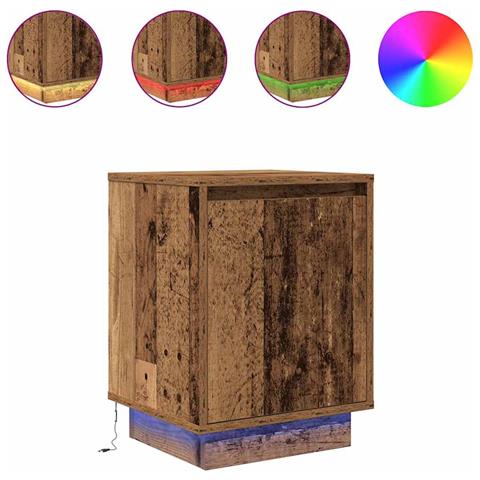 Comodini con Luci a LED 2 pz Legno Antico 38x34x50 cm - Foto 1