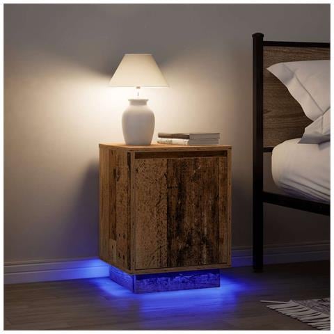 Comodini con Luci a LED 2 pz Legno Antico 38x34x50 cm - Foto 2