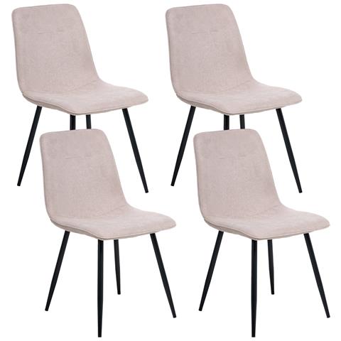 Set Di 4 Sedie Da Pranzo Tuscola Tessuto Beige - Foto 2