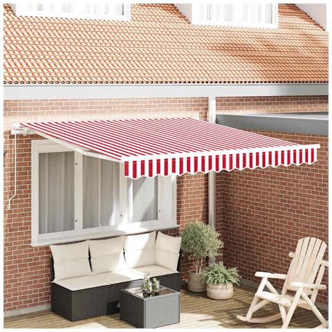 Tenda Retrattile Rosso e bianco 350 x 250 cm Tessuto - Foto 2