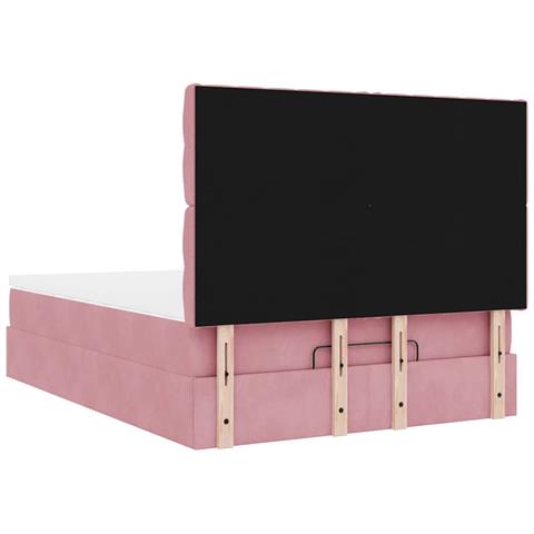 Struttura Letto Pouf con Materassi Rosa 140x190 cm in Velluto - Foto 9