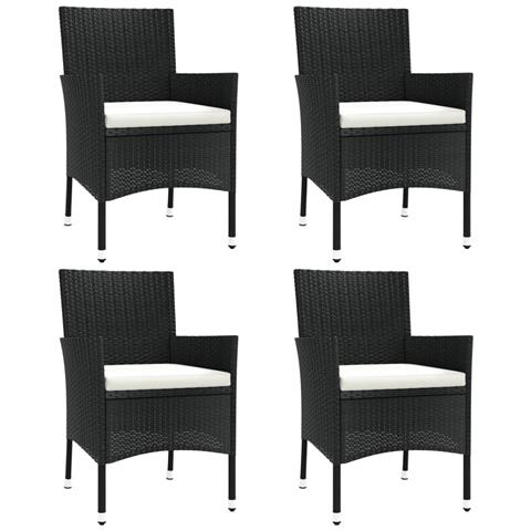 Sedie da giardino con cuscini 4 pz nere in polyrattan (solo UK/IE/FI/NO) - Foto 1