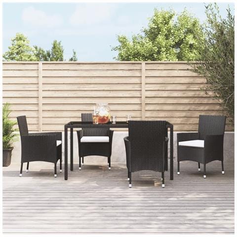 Sedie da giardino con cuscini 4 pz nere in polyrattan (solo UK/IE/FI/NO) - Foto 2