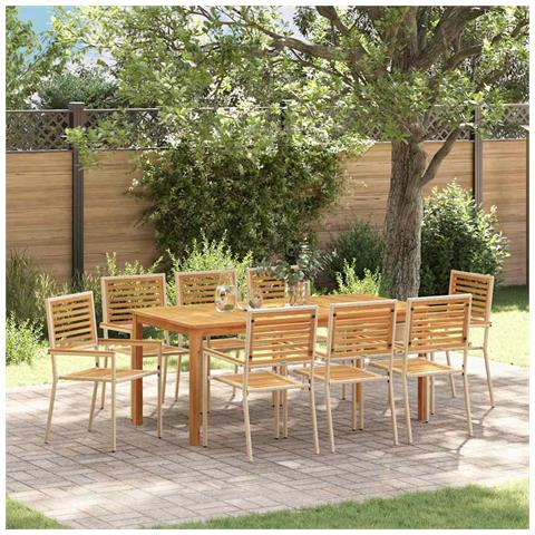 Set da Pranzo per Giardino 9 pcs Beige Poly Rattan - Foto 2