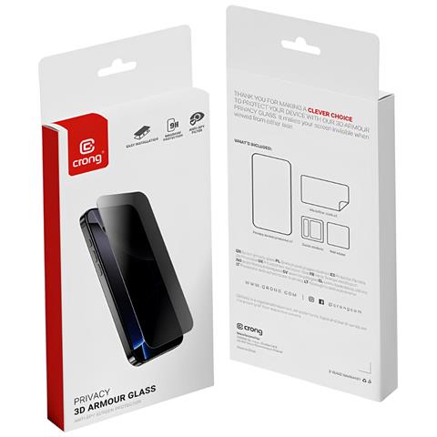 Protezione Schermo Privacy 3d Armour Per Iphone 13 Pro, 14 E 16 Anti-spia, Nero Transparente - Foto 2