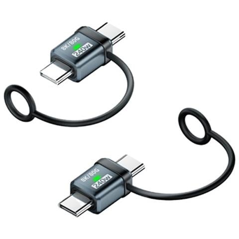 Adattatore Da Tipo-c Maschio A Maschio 2-pack: Ricarica 240w E Trasferimento Dati 120gbps Blue - Foto 1