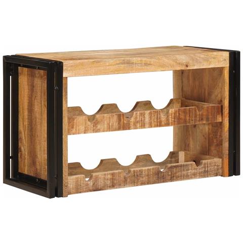 Portabottiglie 100 x 45 x 33 cm Legno di Mango Grezzo Massiccio - Foto 1