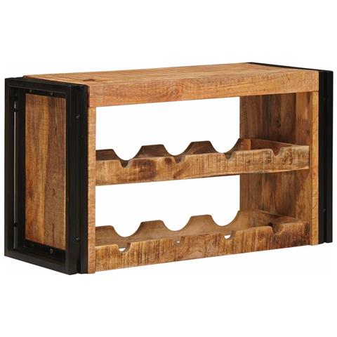 Portabottiglie 100 x 45 x 33 cm Legno di Mango Grezzo Massiccio - Foto 2