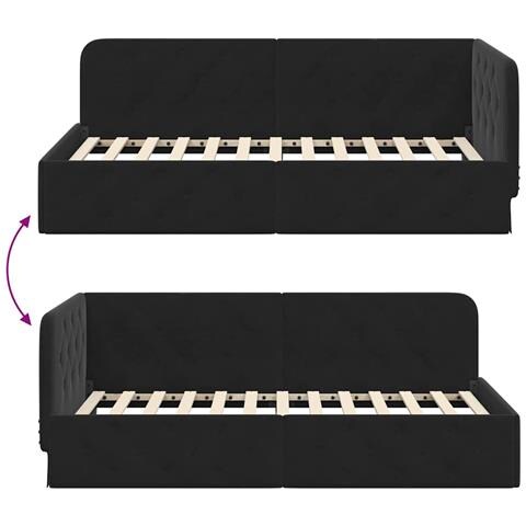 Cornice del letto ad angolo Nero 90 x 190 cm Velluto - Foto 9