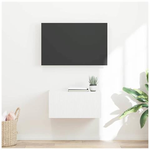 Mobile TV da parete Bianco 60 x 31 x 29.5 cm Legno multistrato - Foto 2