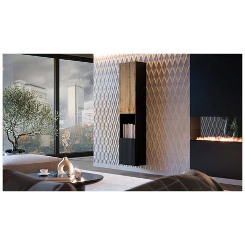 Mobile Espositore Botte - Vetrina 4 Ripiani, 39.9x29.8x180h Cm Nero Antracite - Foto 2