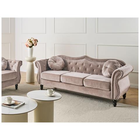 Divano 3 Posti Skien Velluto Tortora - Foto 1