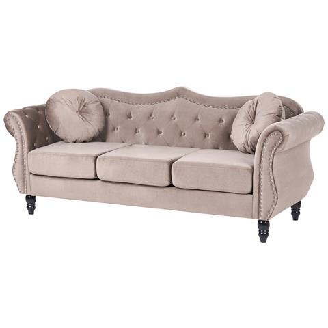 Divano 3 Posti Skien Velluto Tortora - Foto 2