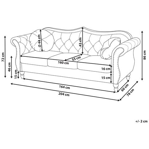 Divano 3 Posti Skien Velluto Tortora - Foto 6