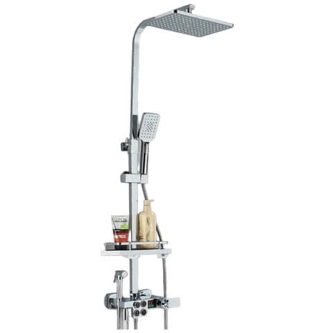 Colonna doccia, Blackswan, tipo M138, modello cromato regolabile, con termostato, bocca girevole, doccia ad alta pressione e display digitale, misura 110 cm - Foto 1