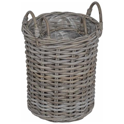 Cesto per Piante con archiviazione 2 pcs Grigio Rattan Kubu - Foto 9