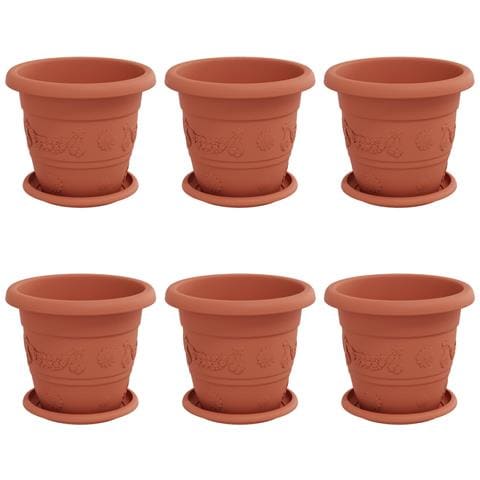 Vasi per Piante 6 pcs Rosso Mattone Ø 26 x 21.5 cm Plastica - Foto 1