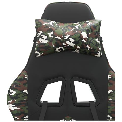 Sedia da Gaming Girevole Nero e Mimetico in Similpelle - Foto 9