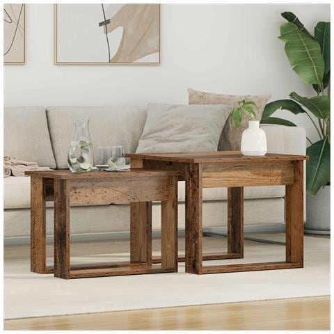 Set di Tavolini da Caffè 2 pcs Legno vecchio Legno multistrato - Foto 2