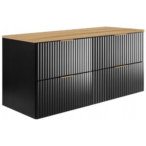 | Mobiletto 120cm | Nero opaco | L /H /D 120/57/46cm | Piano marrone | Mobiletti da bagno, mobili da bagno, mobiletti da bagno - Foto 1