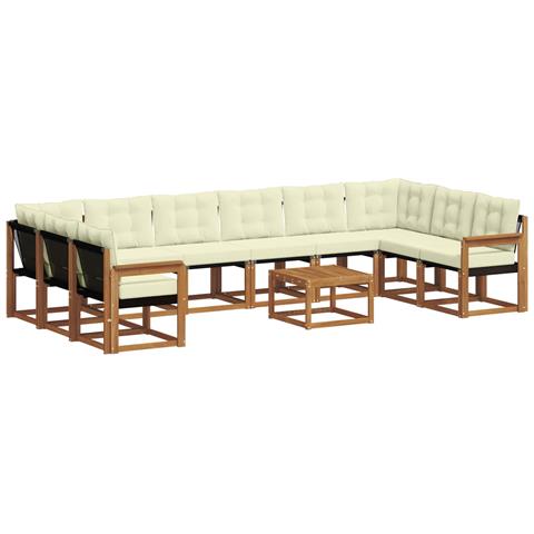 Set di divani da esterno con cuscino 11 pcs Naturale e Crema - Foto 1
