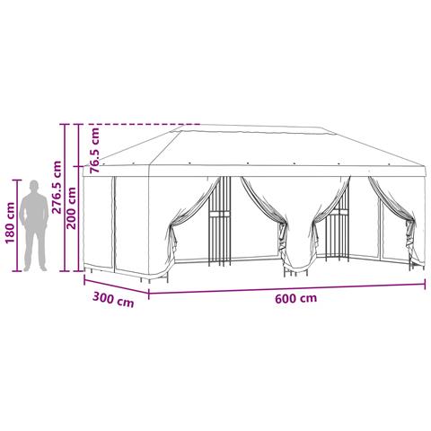 Gazebo con pareti laterali 6 x 3 m Tortora Poliestere e Acciaio - Foto 6