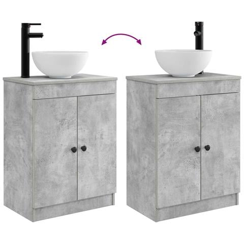 Mobile da bagno con lavabo Grigio Cemento 54 x 35 x 83 cm - Foto 7
