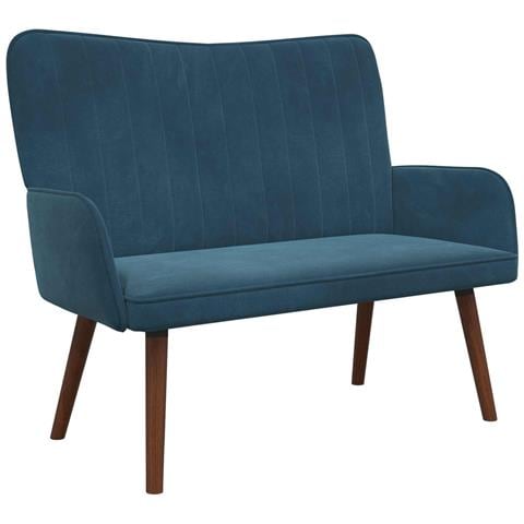 Sofa a Due Posti Blu 115 x 61 x 87 cm Velluto - Foto 1