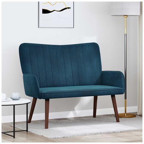 Sofa a Due Posti Blu 115 x 61 x 87 cm Velluto - Foto 2