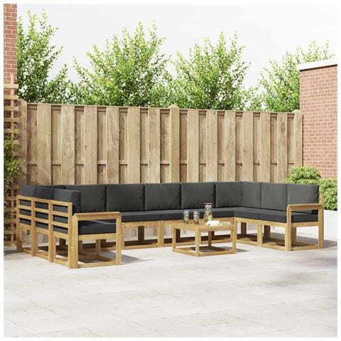 Set di divani da esterno con cuscino 11 pcs Bianco e Antracite - Foto 2