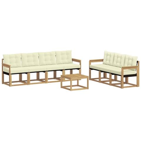 Set di divani da esterno con cuscino 8 pcs Bianco e Crema - Foto 1
