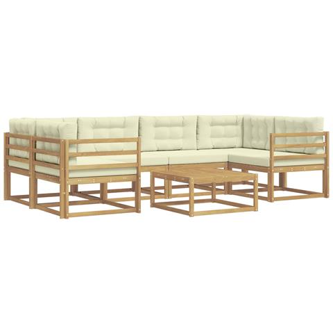 Set di divani da esterno con cuscino 5 pcs Bianco e Crema - Foto 1
