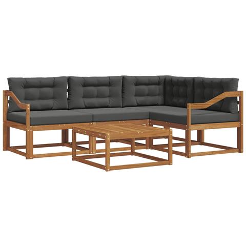 Set di divani da esterno con cuscino 5 pcs Naturale e Antracite - Foto 1