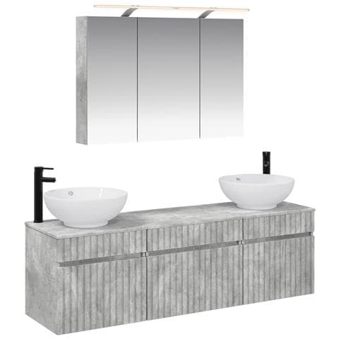 Set di Armadi da Bagno 4 pcs Grigio Cemento - Foto 1