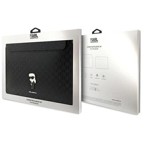 Karl Lagerfeld Saffiano Monogram Iconic Custodia Per Laptop 16 - Nera - Foto 1