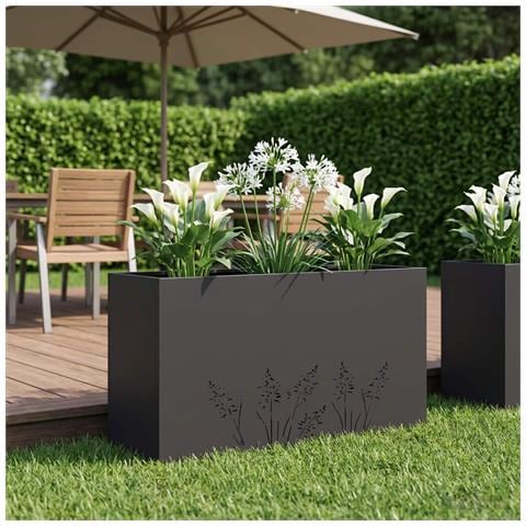Vaso da giardino Nero 100 x 20 x 49 cm - Foto 2