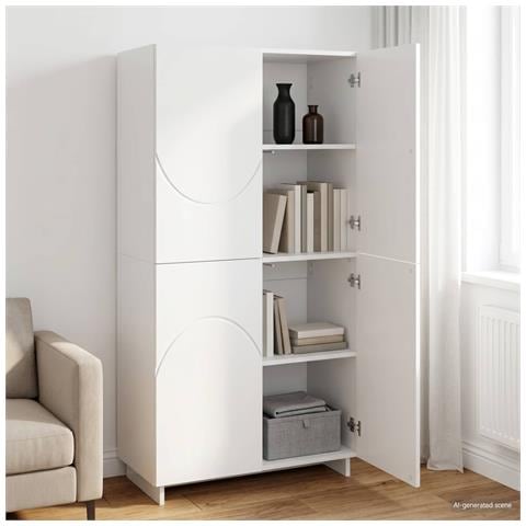Credenza Bianco 79 x 41 x 151 cm Legno ingegnerizzato - Foto 2