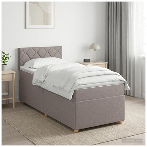 Letto box spring con materasso Tortora 100 x 200 cm Tessuto - Foto 2