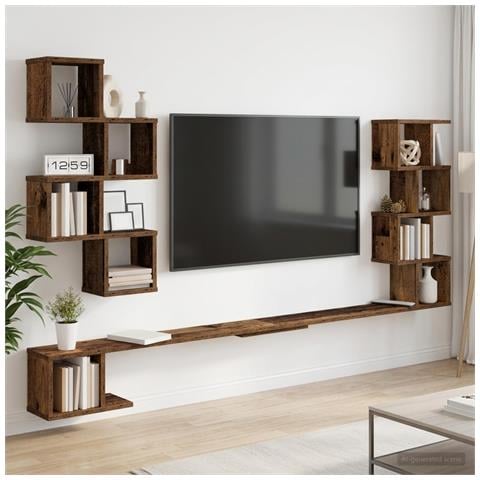 Mensola per TV da muro Legno antico 160 x 15 x 94 cm - Foto 2
