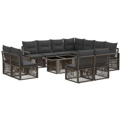 Set Divano da Giardino 12 pz Grigio e Grigio Scuro polyrattan - Foto 1