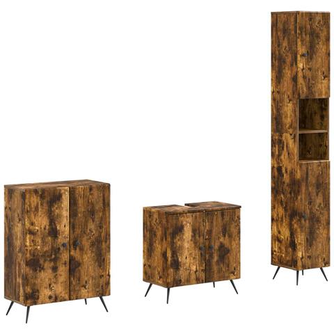 Set di armadietti da bagno in 3 pezzi BREDA Rovere Fumo - Foto 1