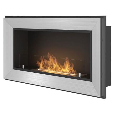 Rame 900 - Biocamino Da Incasso Camino A Bioetanolo Da Parete, Vari Colori - Inox - Con Vetro - Foto 6