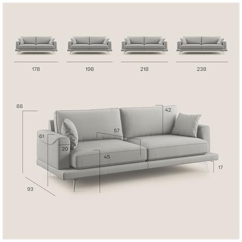 Dorian Divano Lineare Antimacchia T05 Grigio - Foto 12