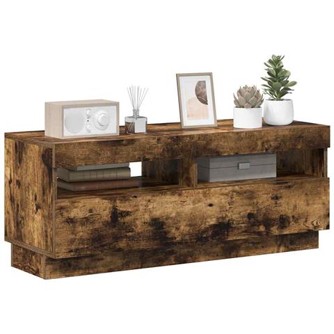 Mobile Porta TV con Luci LED Rovere Fumo 100x35x40 cm - Foto 2