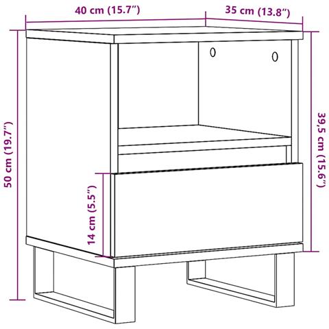 Comodino Grigio Cemento 40x35x50 Cm In Legno Multistrato - Foto 2